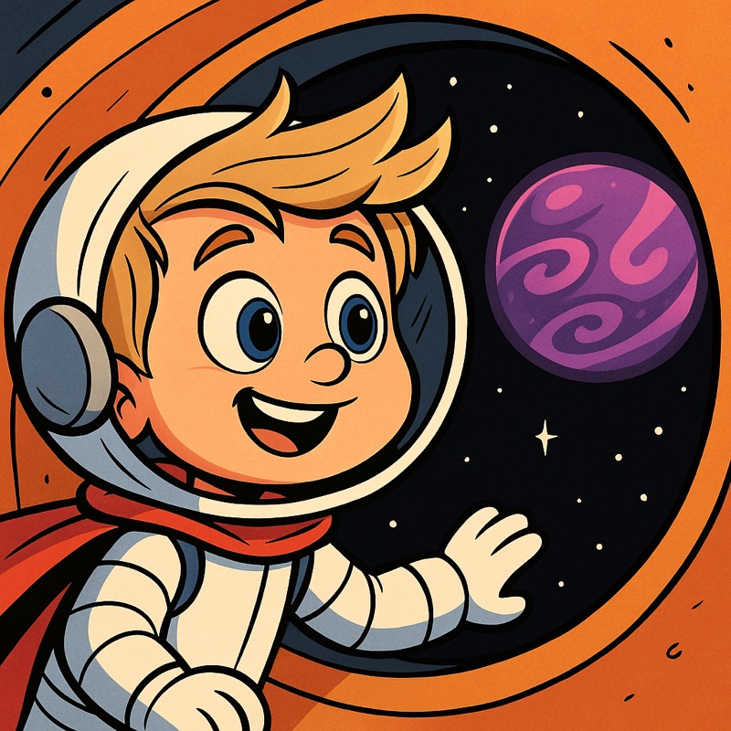 Astronaut boy gazing through a porthole